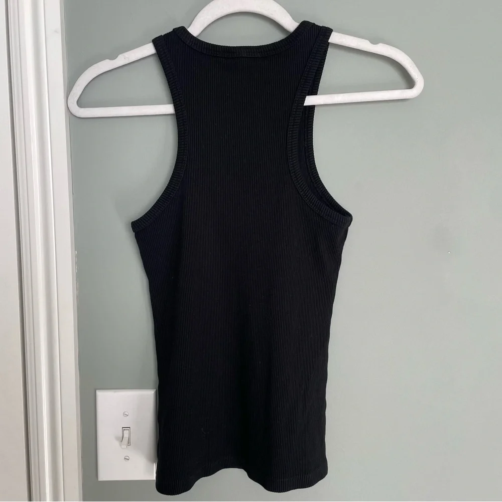 Agolde Ribbed Midnight Black Racerback Tank Top - Picture 7 of 13